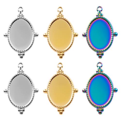 Stainless Steel Pendant Setting, 304 Stainless Steel, Flat Oval, Vacuum Ion Plating, fashion jewelry & DIY, more colors for choice, 16x24mm, Sold By PC