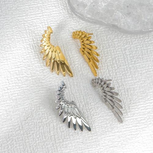 Nerezová ocel náušnice, 304 Stainless Steel, Wing Shape, módní šperky & pro ženy, více barev na výběr, 40x15mm, Prodáno By Pair