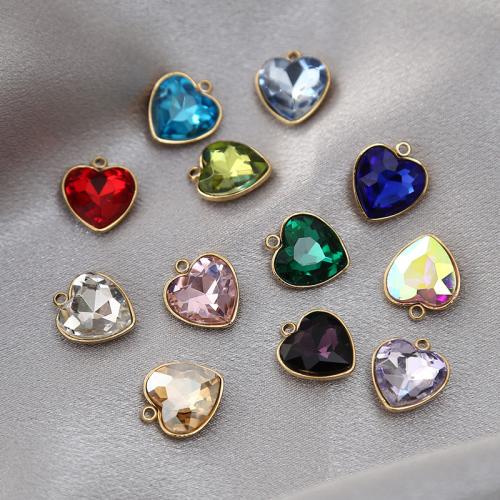 Crystal Pendants, 304 Stainless Steel, with Crystal, Heart, DIY, more colors for choice, 15x13mm, Sold By PC