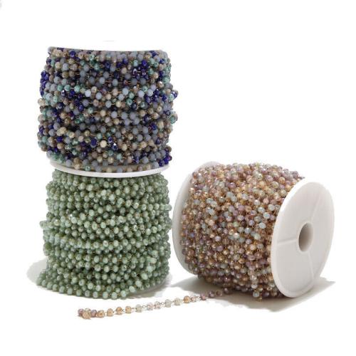 Κοσμήματα από ανοξείδωτο χάλυβα αλυσίδα, 304 από ανοξείδωτο χάλυβα, με Κρύσταλλο, DIY, περισσότερα χρώματα για την επιλογή, Sold Με m