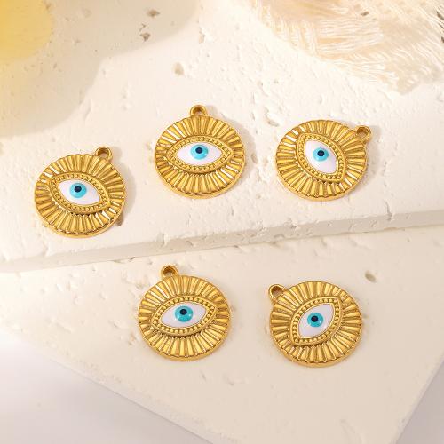 Evil Eye Pendants, 304 Stainless Steel, DIY & enamel, more colors for choice, 18x21mm, Sold By PC