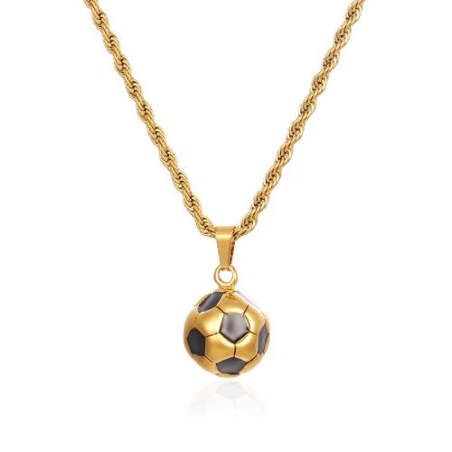 Nehrđajućeg čelika, nakit ogrlice, 304 nehrđajućeg čelika, Nogomet, modni nakit & bez spolne razlike, više boja za izbor, 13x17.60mm, Dužina 55 cm, Prodano By PC