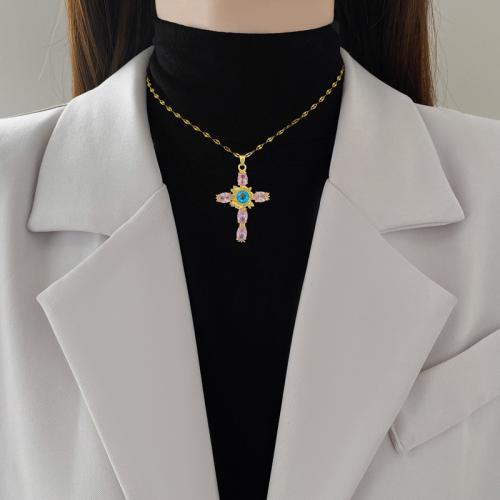Titanstahl Halskette, goldfarben plattiert, verschiedene Stile für Wahl & Emaille & mit Strass, keine, verkauft von PC