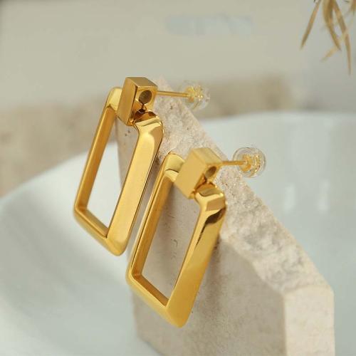 Titan Stahl Ohrring, Titanstahl, plattiert, Modeschmuck, goldfarben, 17x30mm, verkauft von Paar