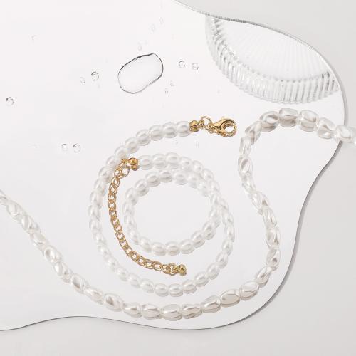 Smykke sæt, Plastic Pearl, håndlavet, mode smykker & forskellige stilarter for valg & for kvinde, hvid, Solgt af PC
