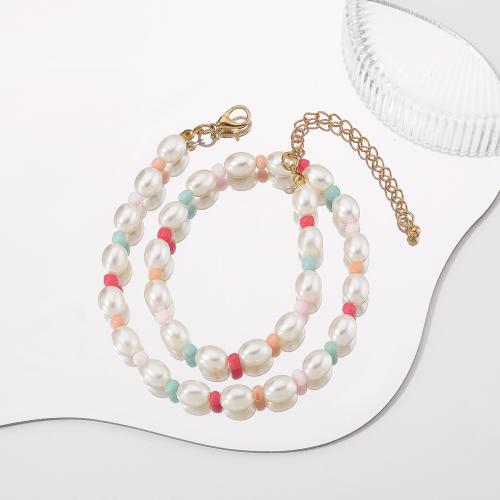 Sets de Joyas, Perlas plásticas, con Seedbead, hecho a mano, Joyería & diferentes estilos para la opción & para mujer, Blanco, Vendido por UD