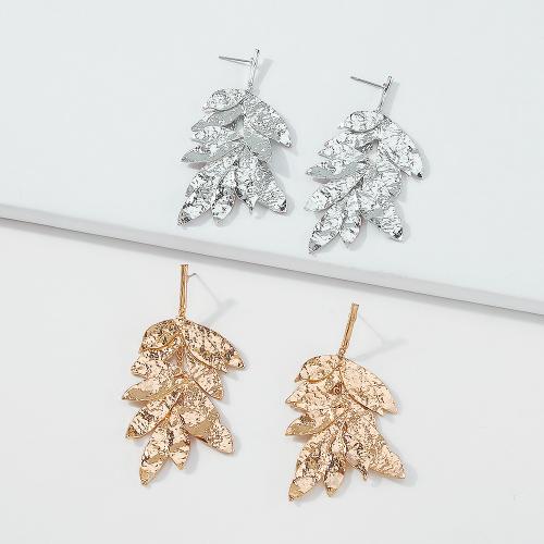 Tibetan Style Stud Earring, Leaf, plated, fashion jewelry & for woman, more colors for choice, 70x330mm, Sold By Pair