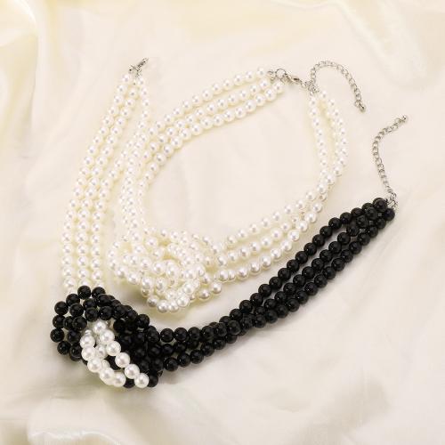 Plastic Pearl Necklace handmade fashion jewelry & multilayer & for woman Sold By Pair