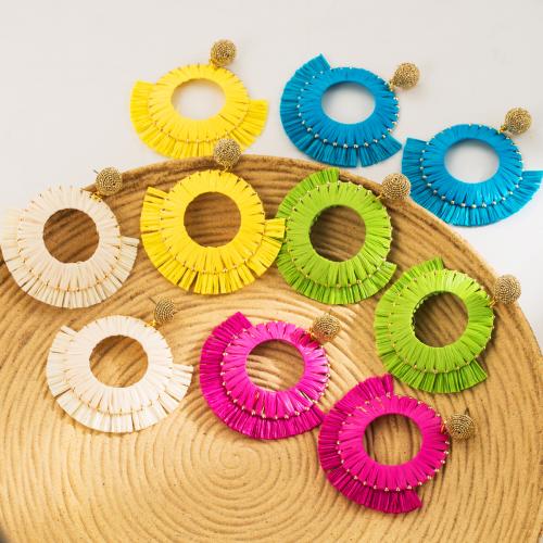 Zinc Alloy Stud Earring with Rafidah Grass handmade fashion jewelry & for woman & hollow Sold By Pair