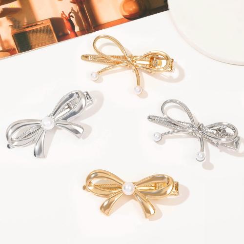 Alligator Hair Clip Zinc Alloy with Plastic Pearl handmade & for woman Sold By PC