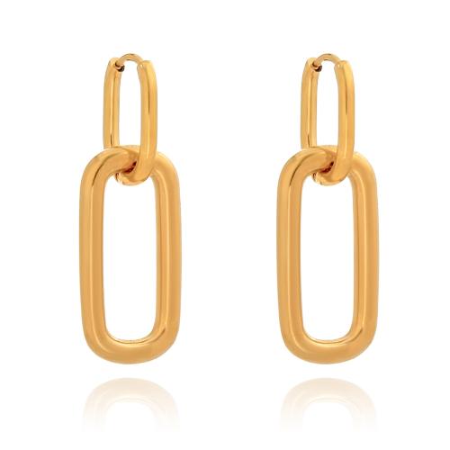 Huggie Hoop Drop Earring, 316 Stainless Steel, plated, for woman, golden, Sold By Pair