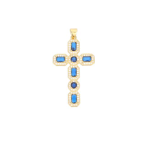 Cubic Zirconia Micro Pave Brass Pendant, Cross, plated, DIY & different styles for choice & micro pave cubic zirconia, more colors for choice, Sold By PC