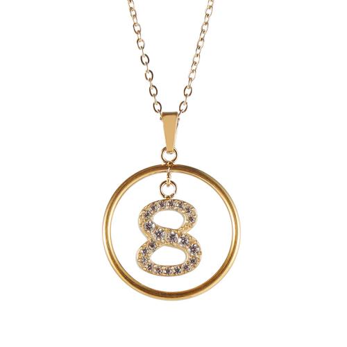 Stainless Steel Jewelry Necklace, 316 Stainless Steel, with 5CM extender chain, plated, different styles for choice & micro pave cubic zirconia & for woman, golden, Length:Approx 45 cm, Sold By PC