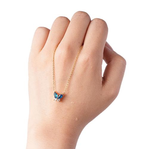 Nerezová ocel šperky náhrdelník, Nerezová ocel 316, s 5CM extender řetězce, Motýl, micro vydláždit kubické zirkony & pro ženy, více barev na výběr, Délka Cca 45 cm, Prodáno By PC