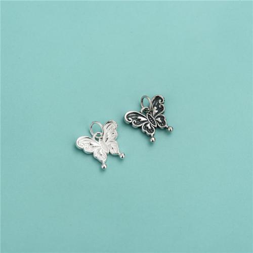 925 Sterling Silver Pendant, Butterfly, DIY, more colors for choice, 14.60x15.60mm, Sold By PC