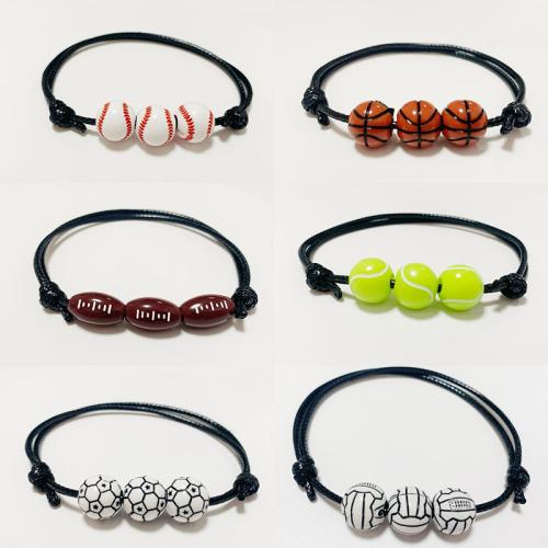 Fashion Create Wax Cord Bracelets, Resin, with Wax Cord, handmade, Unisex & different styles for choice, more colors for choice, Length:16 cm, Sold By PC