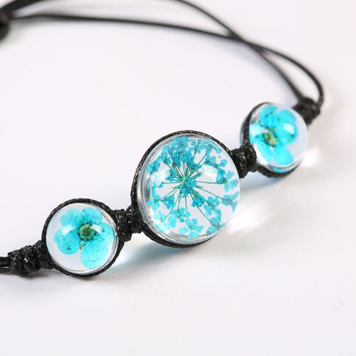 Pressed Dried Flower Jewelry , Glass, with Dried Flower & Wax Cord, handmade, for woman, more colors for choice, Length:16 cm, Sold By PC