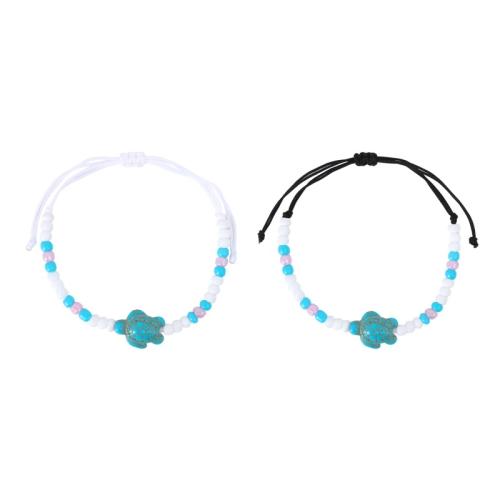 Bracelet de perles de verre, Seedbead, avec turquoise & corde de cire, avec 5cm chaînes de rallonge, fait à la main, Style bohème & styles différents pour le choix & pour femme, plus de couleurs à choisir, Longueur 17 cm, Vendu par PC