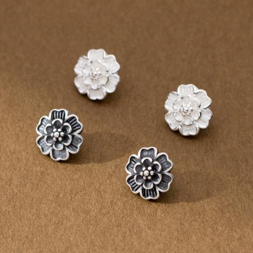 925 Sterling Silver Bracelet Findings, Flower, DIY, more colors for choice, 9x6mm, Hole:Approx 1.9mm, Sold By PC