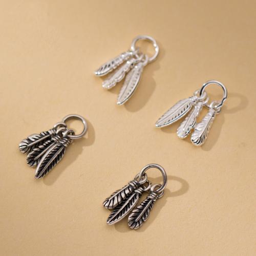925 Sterling Silver Pendant, Feather, DIY, more colors for choice, 10x3x1.50mm, Sold By PC