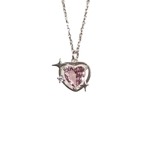 Cink Alloy nakit ogrlice, modni nakit & za žene & s Rhinestone, srebro, Dužina Približno 45 cm, Prodano By PC