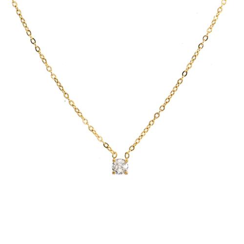 Titanium Steel Necklace, with 5cm extender chain, fashion jewelry & micro pave cubic zirconia & for woman, golden, Length:Approx 45 cm, Sold By PC