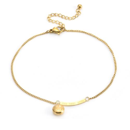 Fashion Jewelry Anklet Titanium Steel with 5cm extender chain 18K gold plated for woman golden Length Approx 20 cm Sold By PC