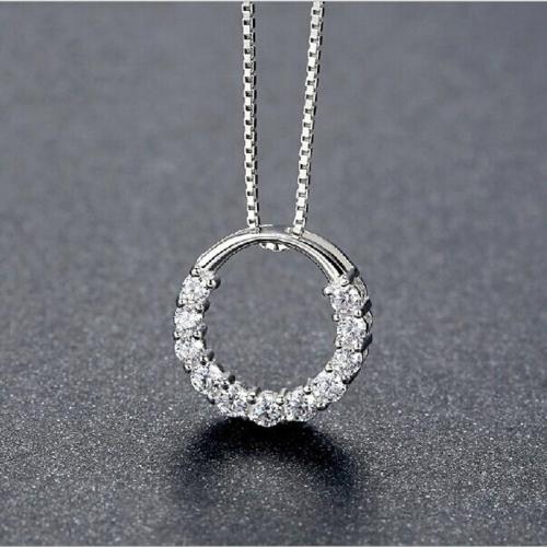 Collar de Aleación de Zinc, Joyería & para mujer & con diamantes de imitación, plateado, longitud:aproximado 45 cm, Vendido por UD
