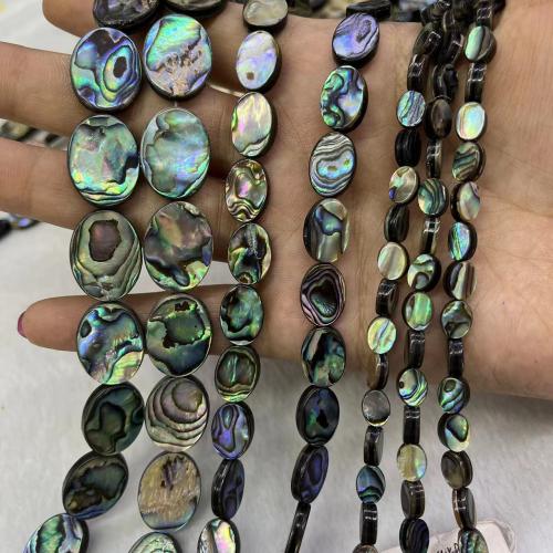 Abalone Shell Perler, Flad Oval, mode smykker & du kan DIY & forskellig størrelse for valg, flerfarvede, Solgt Per Ca. 39 cm Strand