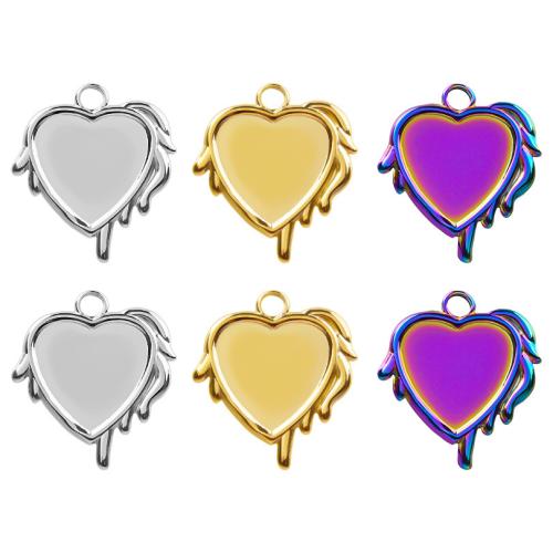 Stainless Steel Pendant Setting, 304 Stainless Steel, Heart, Vacuum Ion Plating, fashion jewelry & DIY, more colors for choice, 19x21mm, Sold By PC