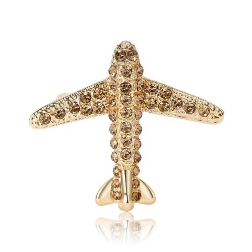 Tibetan Style Brooches, Airplane, plated, fashion jewelry & for woman & with rhinestone, more colors for choice, nickel, lead & cadmium free, 43x37mm, Sold By PC
