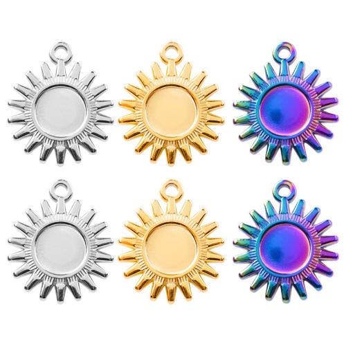 Stainless Steel Pendant Setting, 304 Stainless Steel, Sun, Vacuum Ion Plating, fashion jewelry & DIY, more colors for choice, 17x21mm, Sold By PC