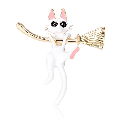 Zinc Alloy Brooches Cat gold color plated fashion jewelry & for woman & enamel nickel lead & cadmium free Sold By PC