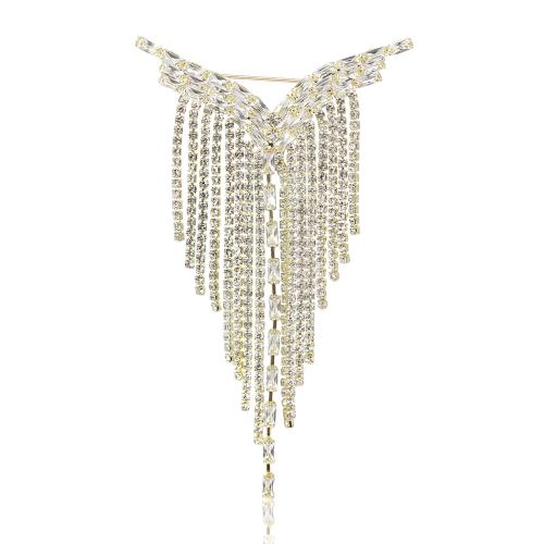 Zinc Alloy Brooches Tassel plated fashion jewelry & for woman & with rhinestone nickel lead & cadmium free Sold By PC