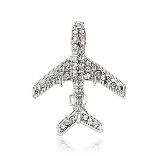 Zinc Alloy Brooches Airplane plated fashion jewelry & for woman & with rhinestone nickel lead & cadmium free Sold By PC