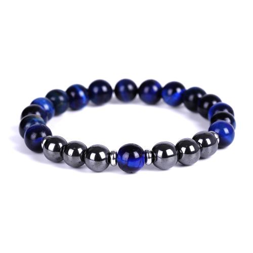 Gemstone Bracelets with Hematite & 304 Stainless Steel Round fashion jewelry & Unisex 8mm Length Approx 18.5 cm Sold By PC