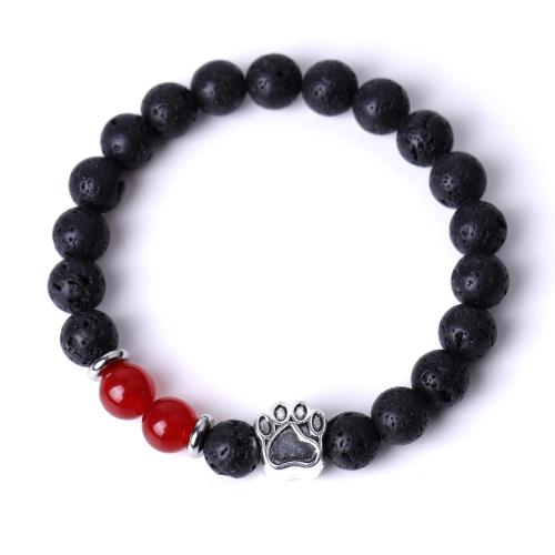 Gemstone Bracelets, Natural Stone, with 304 Stainless Steel & Tibetan Style, Round, silver color plated, fashion jewelry & different materials for choice & Unisex, more colors for choice, 8mm, Length:Approx 18.5-19 cm, Sold By PC