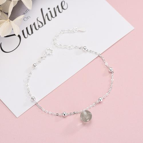 925 Sterling Silver Bracelet, with Green Phantom Quartz, fashion jewelry & for woman, Length:Approx 15-20 cm, Sold By PC