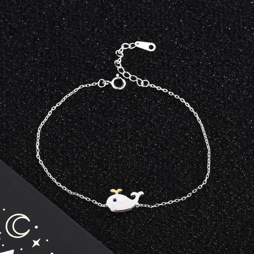 925 Sterling Silver Bracelet, Whale, fashion jewelry & for woman, Length:Approx 15-20 cm, Sold By PC