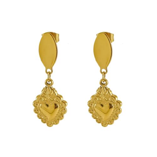 Stainless Steel Drop Earring, 304 Stainless Steel, 18K gold plated, fashion jewelry & for woman, golden, Sold By Pair