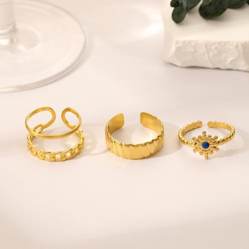ステンレス鋼の指環, 304ステンレススチール, 3個 & ファッションジュエリー & 女性用, 金色, 売り手 セット