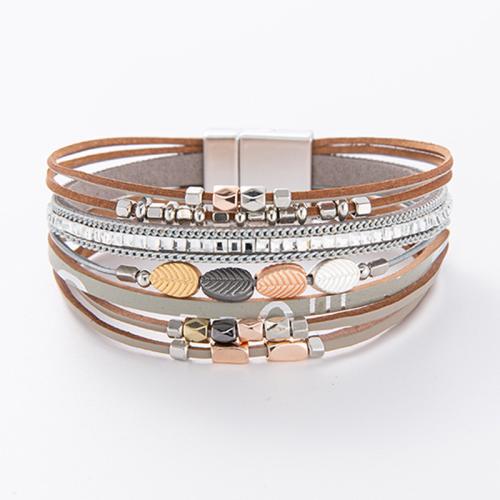 Bracelets cordon PU, cuir PU, avec Aimant, bijoux de mode & multicouche & unisexe, plus de couleurs à choisir, 50mm, Longueur:Environ 23 cm, Vendu par PC