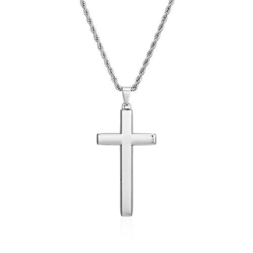 Stainless Steel Jewelry Necklace, 304 Stainless Steel, Cross, Vacuum Ion Plating, fashion jewelry & for woman, more colors for choice, 26x49mm, Length:45 cm, Sold By PC