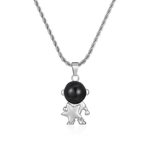 Nerezová ocel šperky náhrdelník, 304 Stainless Steel, Astronaut, módní šperky & pro ženy, více barev na výběr, 17.60x31.50mm, Délka 45 cm, Prodáno By PC