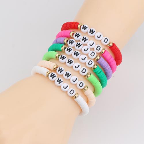 Bijoux bracelets de mode, argile de polymère, avec Seedbead & résine, Placage, 7 pièces & unisexe, couleurs mélangées, Diamètre intérieur:Environ 50mm, Vendu par fixé