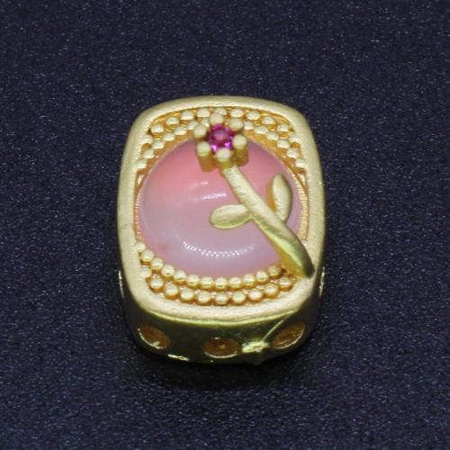 Brass Jewelry Beads, with Resin, gold color plated, DIY, pink, nickel, lead & cadmium free, Sold By PC