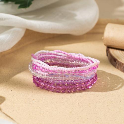 Glass Bracelet, with Seedbead, for woman, more colors for choice, Sold By Set