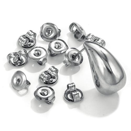 Rostfritt stål Ear Mutter Component, 304 rostfritt stål, silver pläterad, för kvinna, 6mm, 100PC/Bag, Säljs av Bag