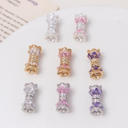 Brass Jewelry Clasps, plated, DIY & micro pave cubic zirconia, more colors for choice, nickel, lead & cadmium free, 8x16mm, Sold By PC