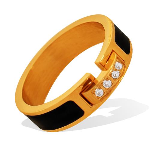 Titantium Steel finger ring, Titan Stål, plated, mode smycken & olika storlek för val & micro bana cubic zirconia & emalj, fler färger för val, Storlek:6-8, Säljs av PC
